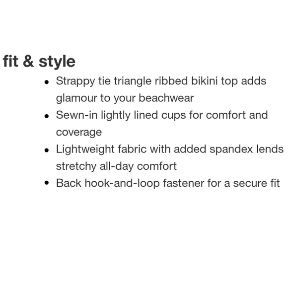 Lightly Lined Triangle Strappy Tie Ribbed Bikini Top+JM Pearl sun spray - Picture 5 of 15